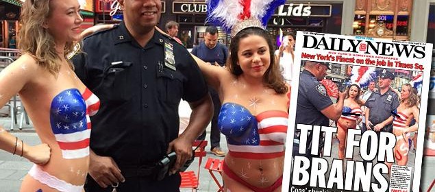 Times Square Cop With Topless